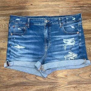 AE Stretchy Ripped Denim Shorts